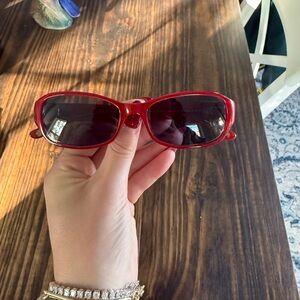 Versace Red Rectangular Women's Sunglasses